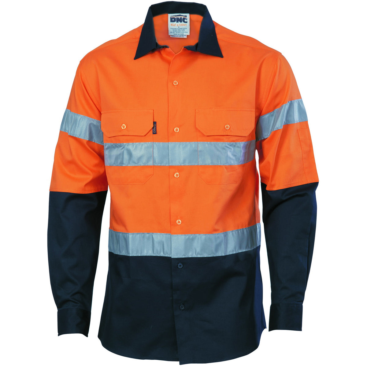 DNC Hi Vis Two Tone Taped Drill Work Shirt L/S