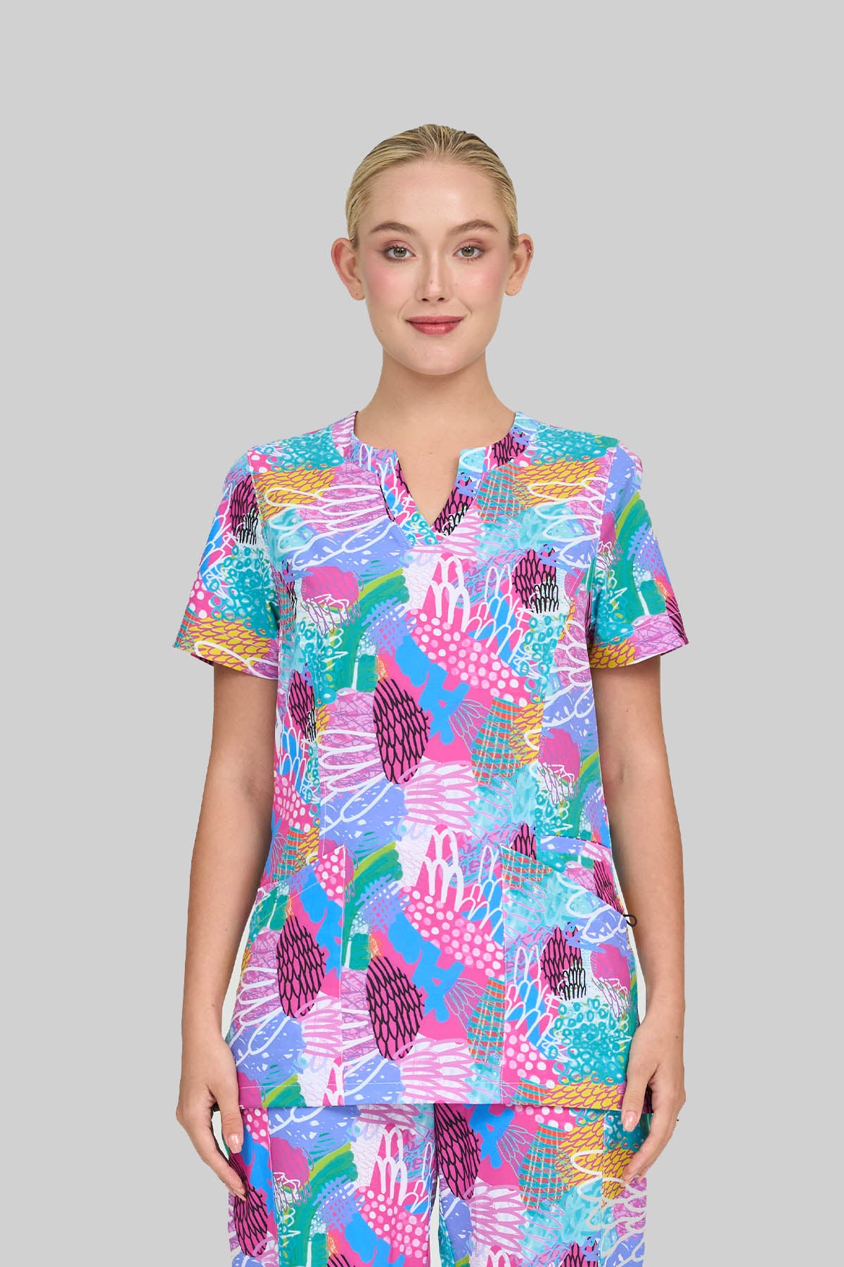 City Collection Ladies Printed Scrub Top Bunjil