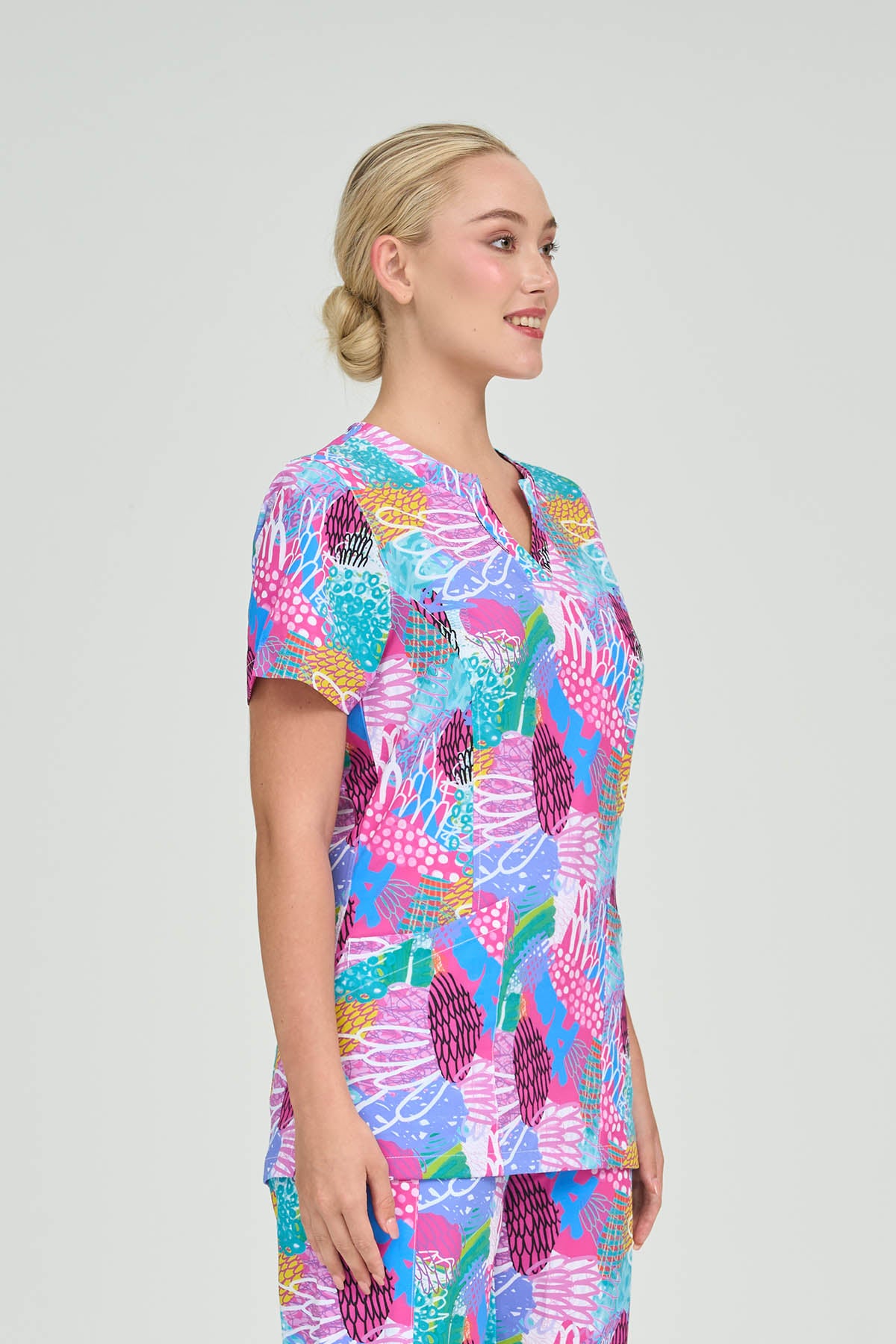 City Collection Ladies Printed Scrub Top Bunjil