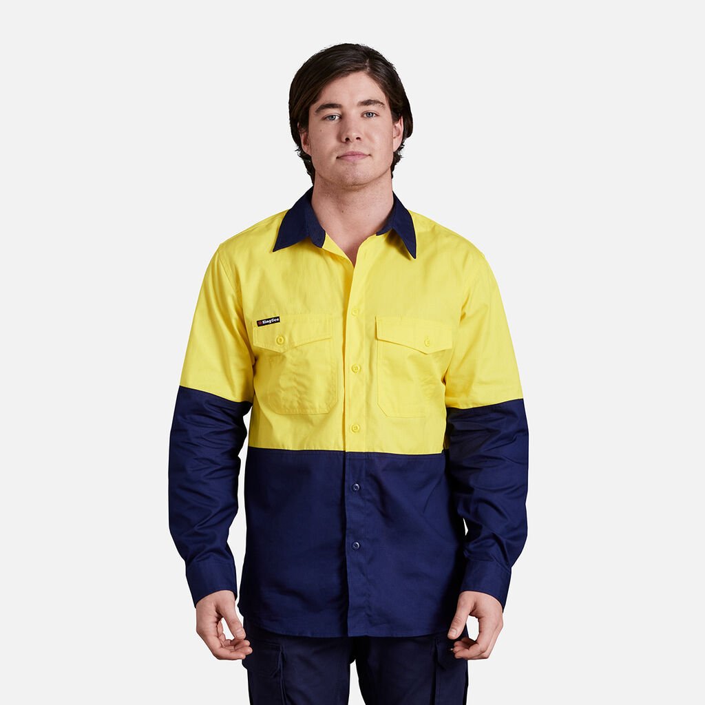 King Gee Workcool 2 Hi Vis Long Sleeve Drill Work Shirt