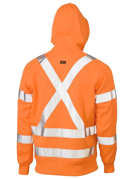 Bisley X Taped Hi Vis Zip Front Fleece Hoodie