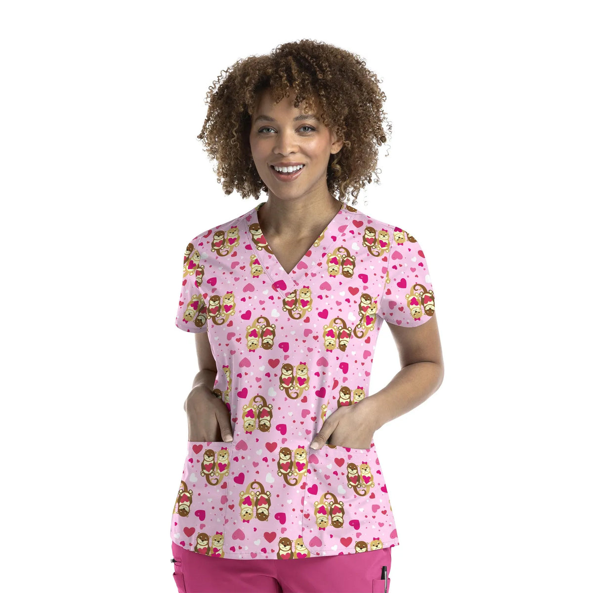 Maevn Prints Scrub Top - Otterly in Love