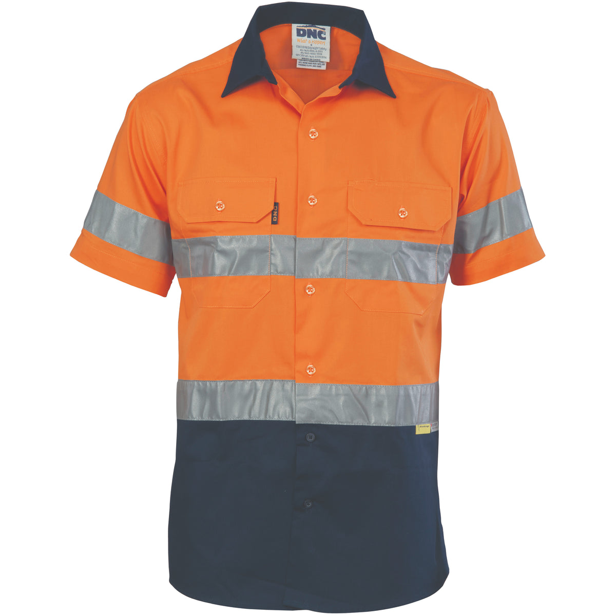 DNC Hi Vis 2 Tone Cool Breeze Cotton Taped Work Shirt S/S