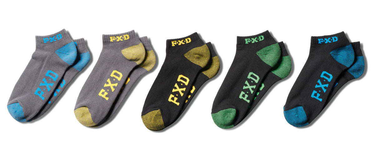 FXD SK-3 Ankle Socks Black/Multi 5 Pack