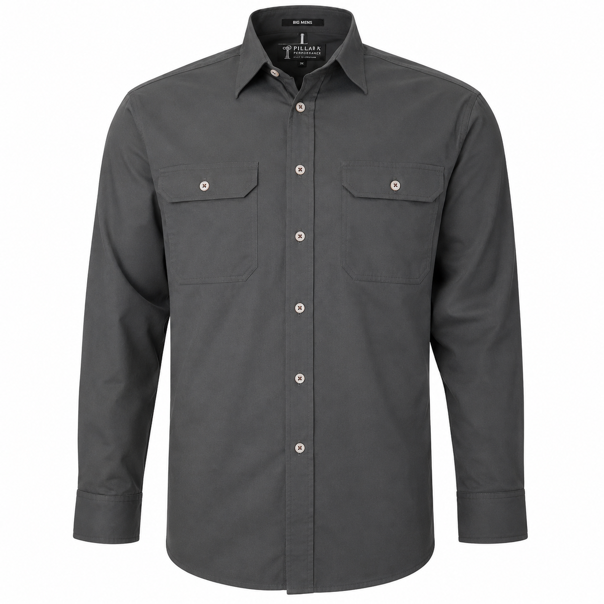 Pilbara Mens Open Front Cotton L/S Shirt