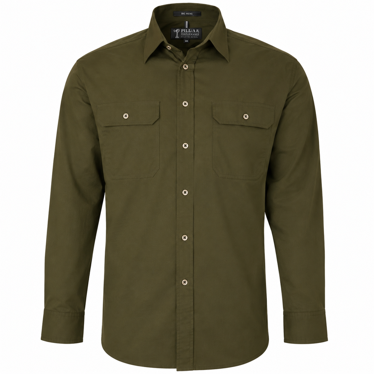 Pilbara Mens Open Front Cotton L/S Shirt