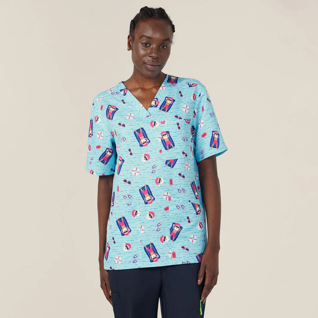 NNT Festive Santa Pool Party Unisex Scrub Top