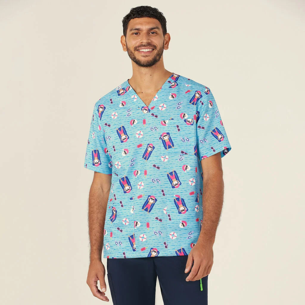 NNT Festive Santa Pool Party Unisex Scrub Top