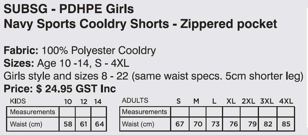 Kincumber High PDHPE Girls Sports Shorts